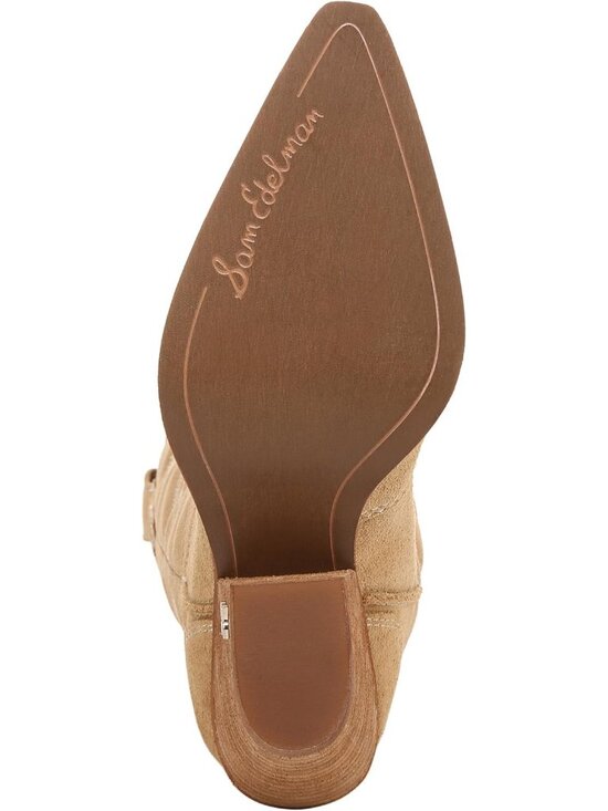 Sam Edelman Women's James Safari Tan Wide Calf Slip On Cowboy Boot Cuban heel - Picture 4 of 7